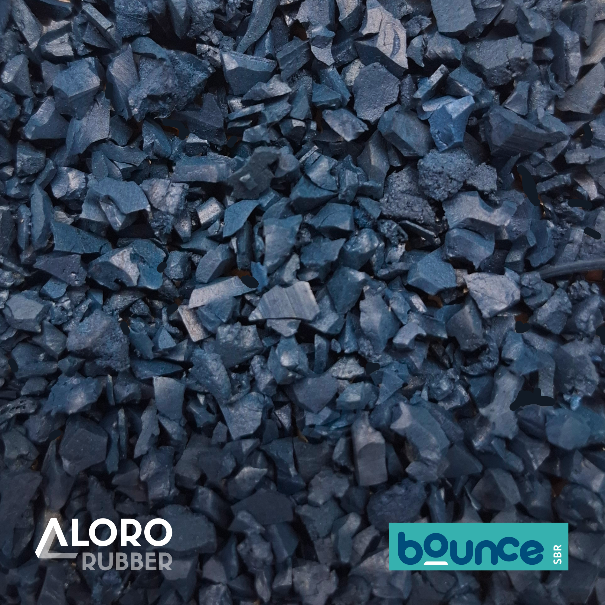 Bounce SBR Precoat Coloured Recycled Rubber Granules - Dark Blue - 20kg Bag
