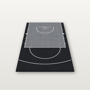 Easi-Court Advantage backyard basketball court in Grey-Black